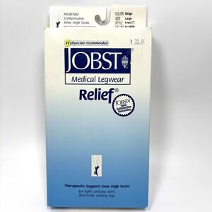 Jobst Relief Compression Socks Stockings 15-20 mmHg Sz L Knee High Beige Medical
